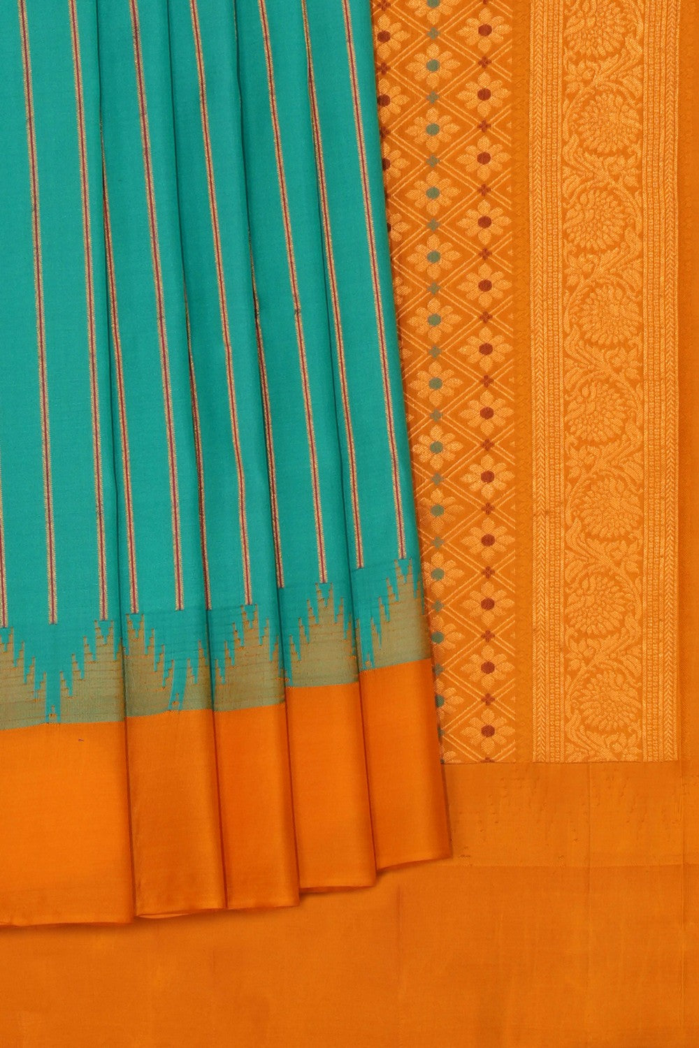 Image of Gadwal Silk Sea Green Saree